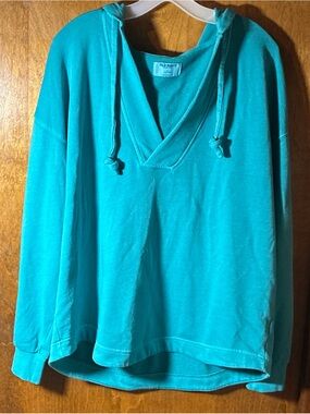 Old Navy Oversized So Comfy Terry Tunic Hoodie Sz Med Teal Beach Travel Boho